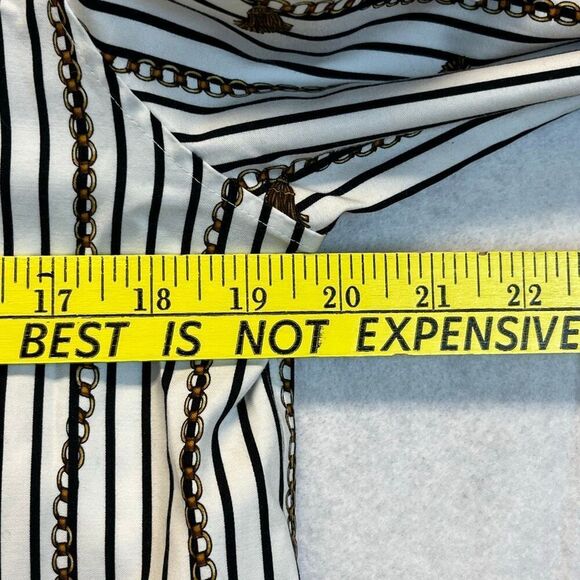 CHICO’S Women’s Button Down Shirt Size 1 (8) White Black Chain Tassel Print - Picture 5 of 9